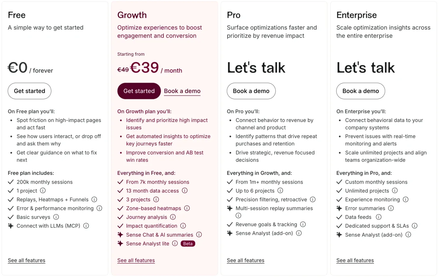 Contentsquare pricing plans