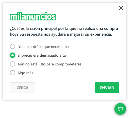 Spanish survey widget preview